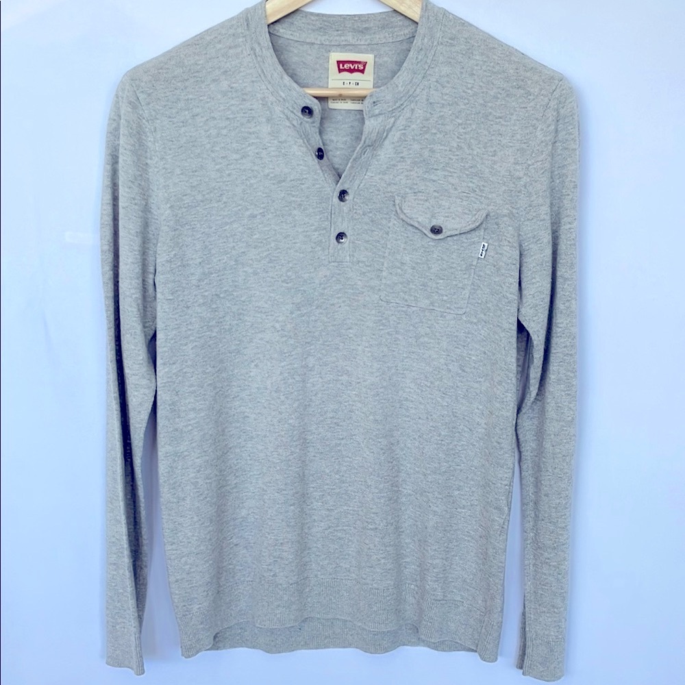 Levi's Heather Gray Long Sleeve Henley Size S